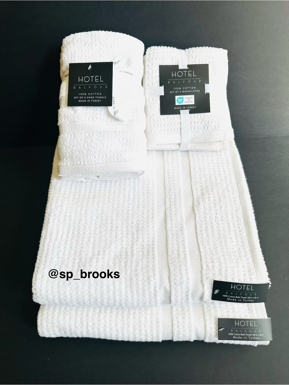 🎁8PC Hotel Balfour Turkish White Waffle Bath Towel Set Made in Turkey - Cotton